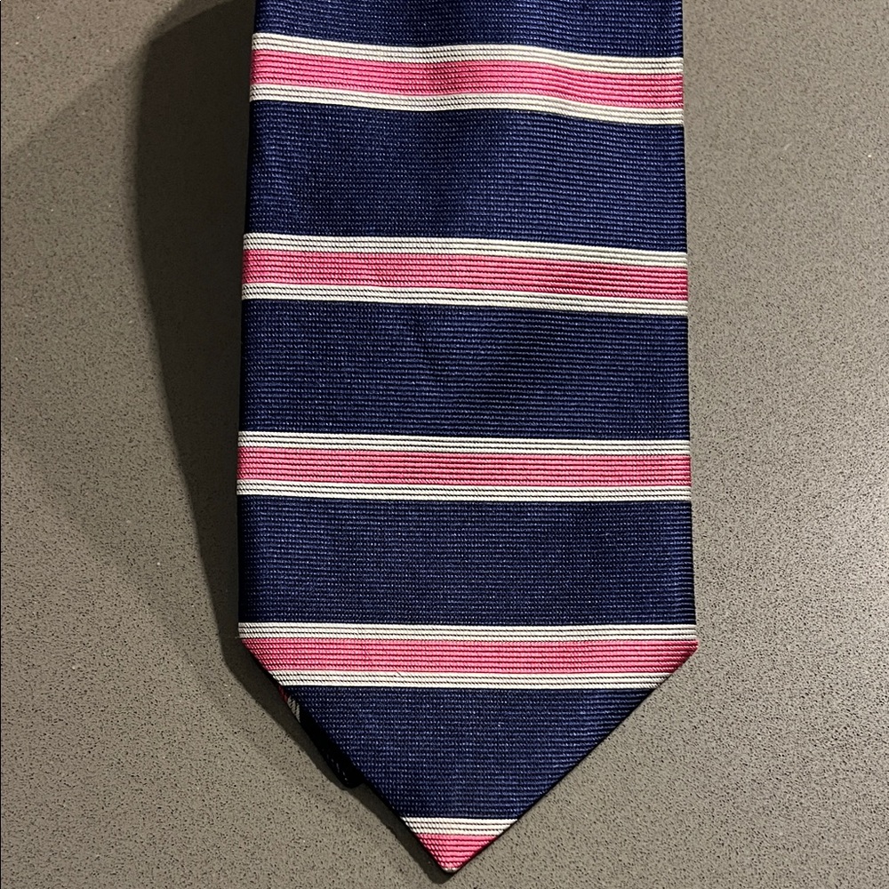 Brooks Brothers Navy and Pink Striped Tie